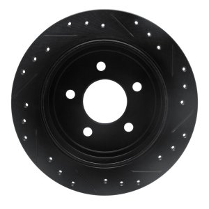 Ford Explorer Sport Brake Rotor (1) - Rear Left - R1 Concepts - Drilled & Slotted - Black - `95-`02